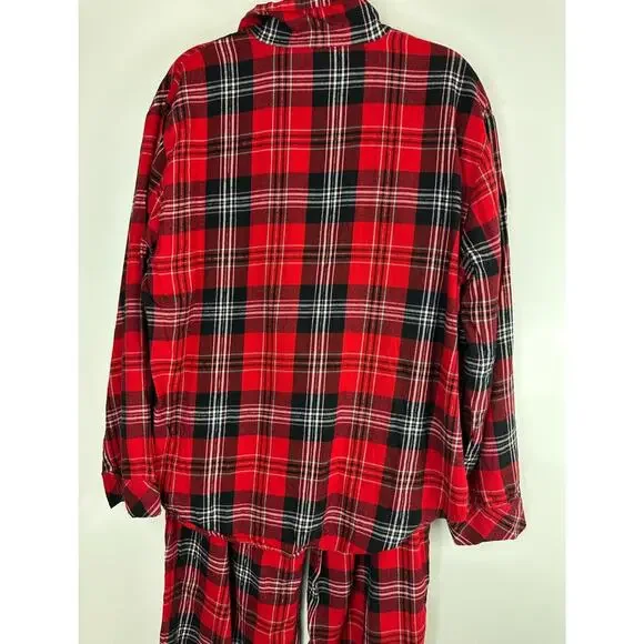 Victoria's Secret Shimmer Flannel Long Sleeve Shirt Pants Plaid Pajama Set Large - Picture 13 of 16